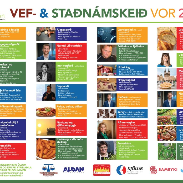 Námskeiðin sem eru í boði nú á vorönn 2025.