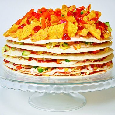 Tortillaterta. Mynd og uppskrift eru fengnar af mommur.is.