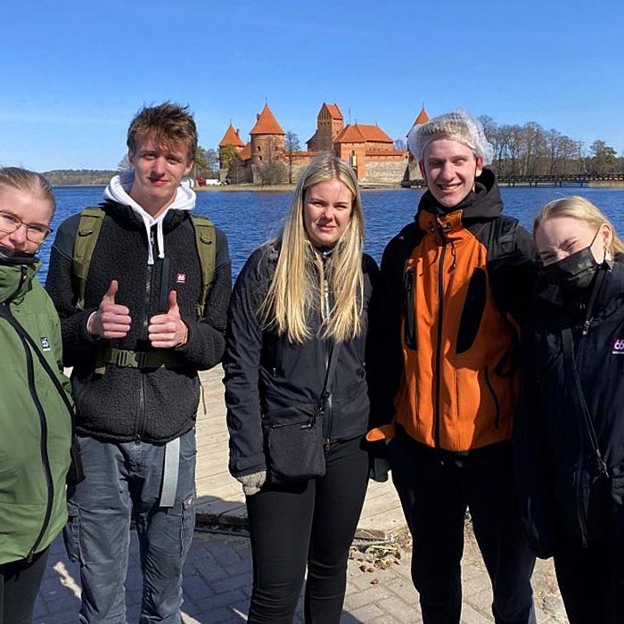 Nemendurnir fimm sem fóru til Vilníusar. MYND AF VEF FNV