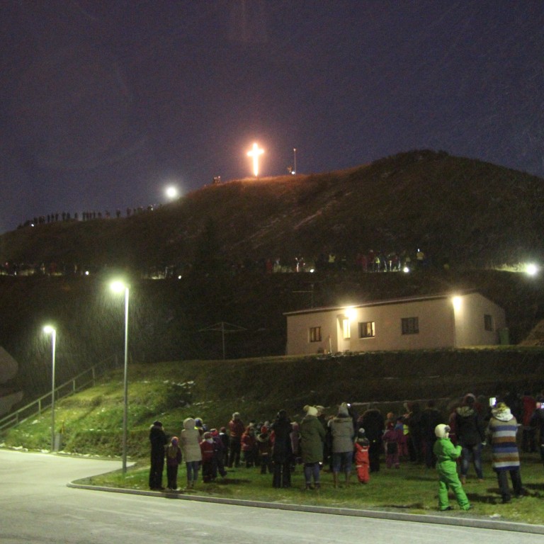 Árleg friðarganga Árskóla fór fram á Sauðárkróki í morgun. Ljósm./BÞ