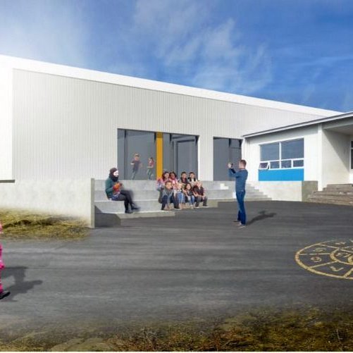 Aðalaðkoma skólans. Mynd:vaarkitektar.is