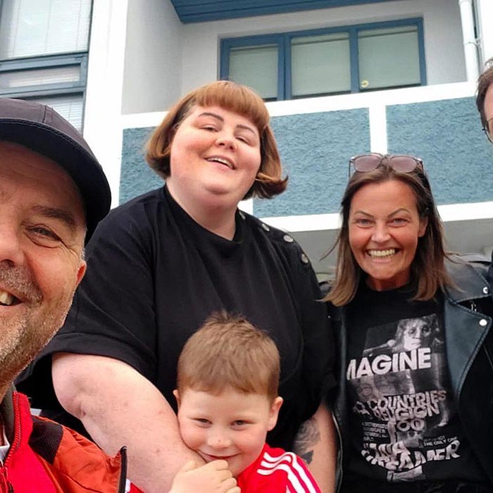 Guðbrandur Ægir, Sigurlaug Vordís og Fúsi Ben fóru og hittu Guðríði Helgu og Kolbein Ara í dag. MYND AÐSEND