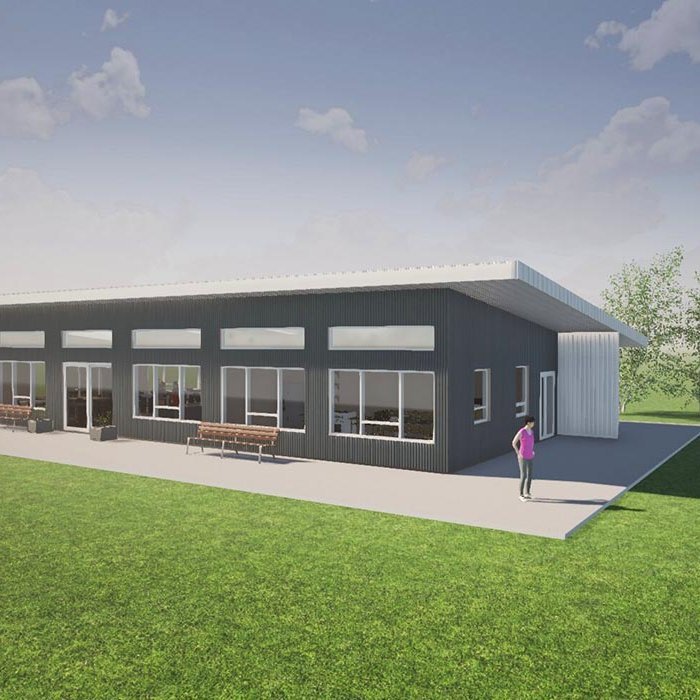 Hér má sjá hugmynd að því hvernig golfskálann gæti litið út en verið er að klára vinnu við hönnun hússins. Neðri myndin sýnir hvernig veitingasalur golfskálann gæti litið út.  MYNDIR FRÁ STOÐ