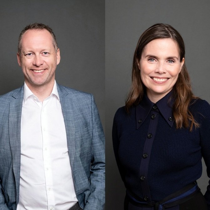 Guðmundur Ingi Guðbrandsson og Katrín Jakobsdóttir voru endurkjörin í forystusveit VG um helgina. Aðsend mynd.