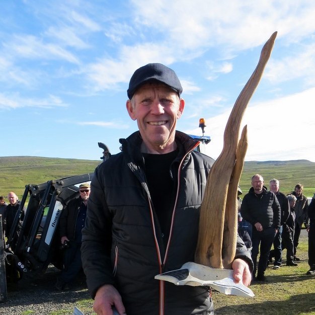 Íslandsmeistari í hrútaþukli 2022 Gunnar Steingrímsson Stóra-Holti í Fljótum.