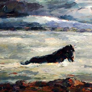 Hestur í jökulvatni eftir Jón Stefánsson. Mynd: Listasafn ASÍ