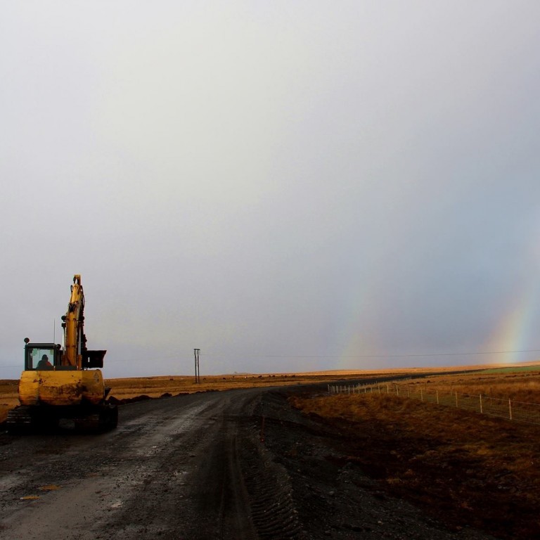 Frá hitaveituframkvæmdum í Miðfirði í október. Mynd: BÞ.
