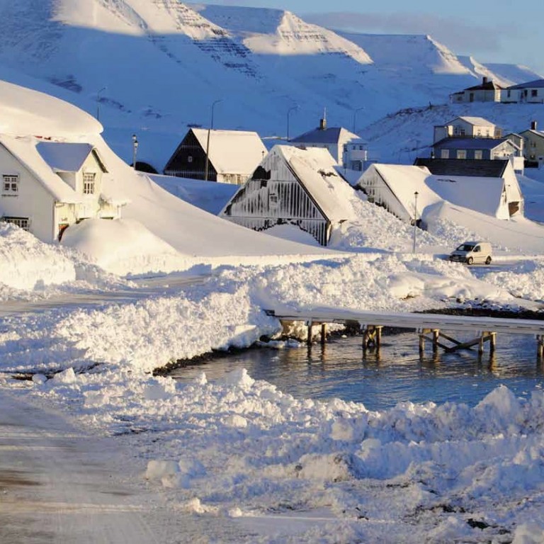 Notaleg vetrarstemning í Kvosinni á Hofsósi. Mynd: farmholidays.is.