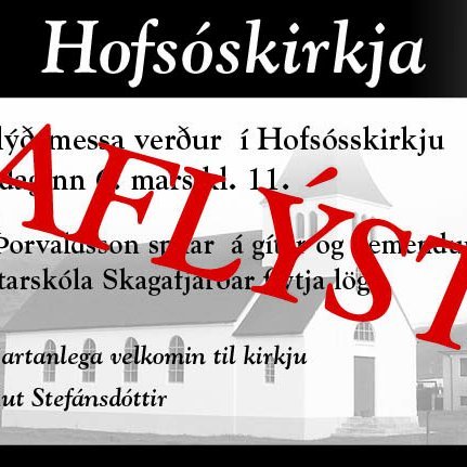 Messa í Hofsóskirkju aflýst
