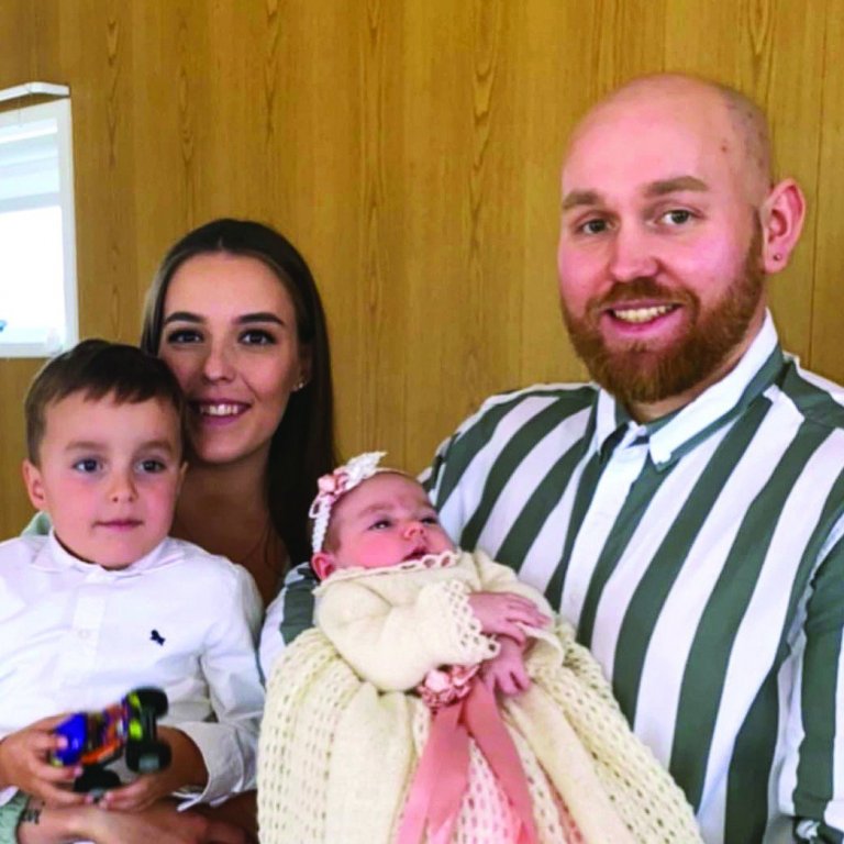 Hugrún Líf og Birgir Knútur með Aran Leví og Amalíu Eldey.