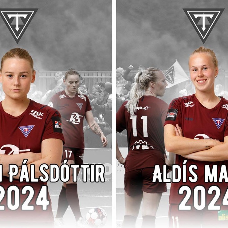 Knattspyrnudeildin er hæstánægð með að hafa endurnýjað samninga við Hugrúnu og Aldísi Maríu. SAMSETT MYND