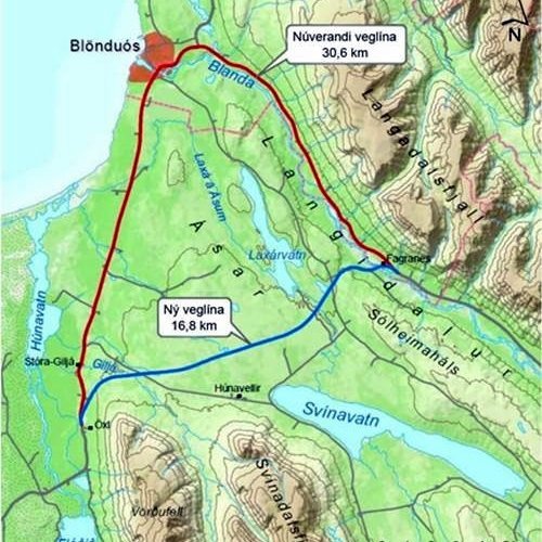 Hugmynd Samgöngufélagsins að Húnavallaleið.