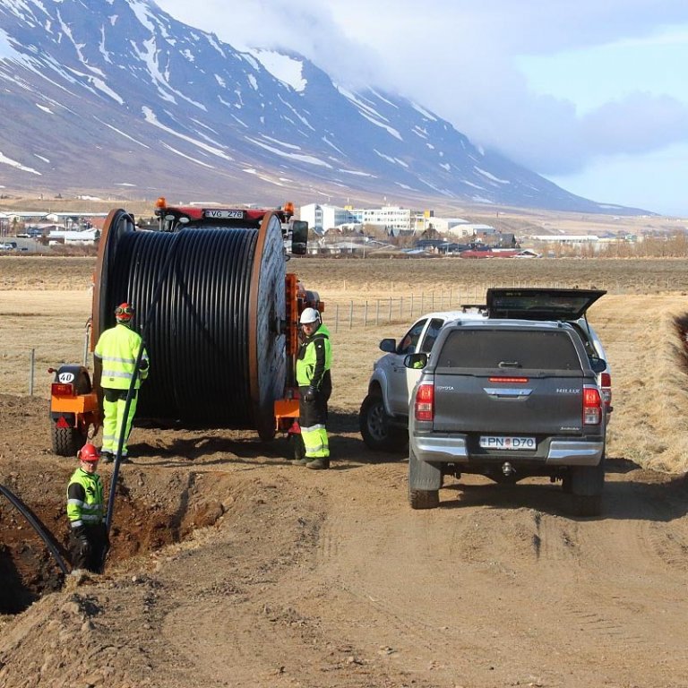 Framkvæmdir við útdráttinn að hefjast. MYNDIR: ÓAB