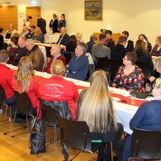 Að venju var margt um manninn í Kjarnanum þegar styrkjum úr Menningarsjóði KS var úthlutað. Mynd: PF