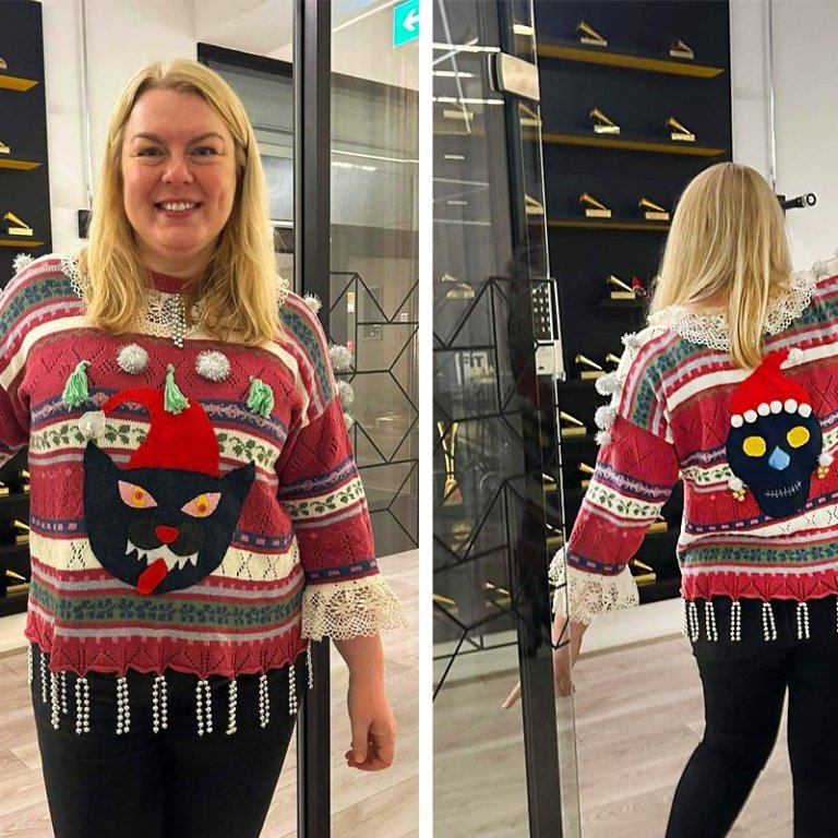 Inga Heiða sportar Jólakettinum að framan og leynivopninu að aftan. AÐSENDAR MYNDIR