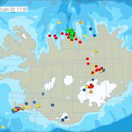 Mynd sótt á vef Veðurstofunnar kl. 17:05 í dag.