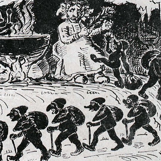 Grýla, Leppalúði og jólasveinarnir. Mynd: visindavefur.is