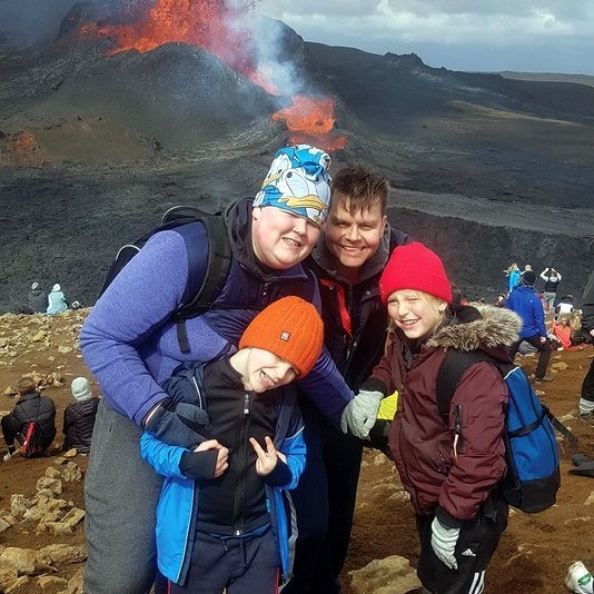 Frá vinstri: Eiríkur Þór Jónsson, Tryggvi Freyr Jónsson, Jón Marz Eiríksson og Íris Halla Jónsdóttir. Aðsend mynd.