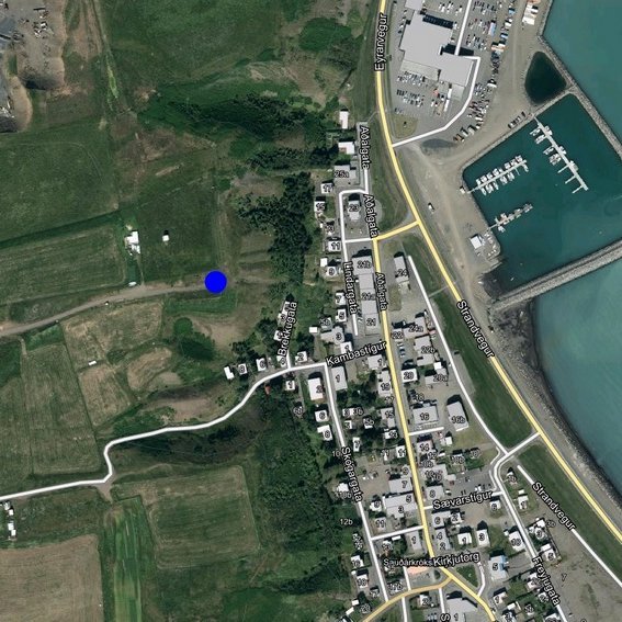 Staðsetning holunnar ofan við Lindargötu. Mynd: skv.is.