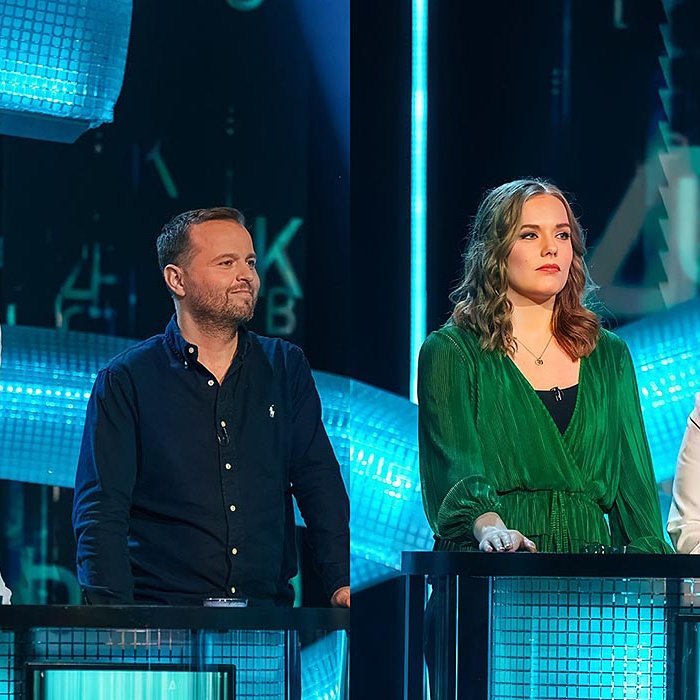 Pavel, Guðmundur, Helga og Edda í Kappsmáli. Myndin gefur vissa ábendingu um hvor atburðinni verður í beinni í kvöld. MYND AF FB-SÍÐU RÚV