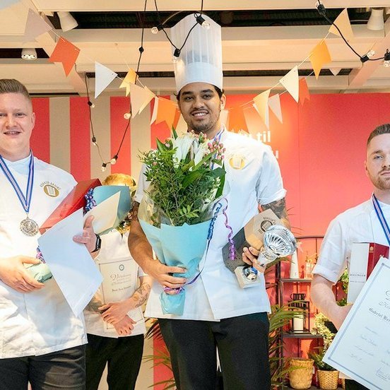 F.v. Kristinn Gísli Jónsson 2. sæti, Rúnar Pierre Henriveaux 1. sæti, Gabríel Kristinn Bjarnason 3. sæti.