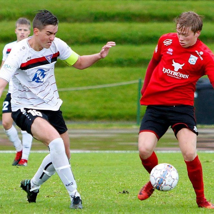 Konni í baráttunni gegn liði Aftureldingar síðasta sumar. MYND: ÓAB