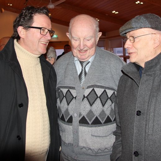 Kristján Þór Júlíusson í góðum félagsskap þeirra Bjarna Har. og Binna Júlla í Skagafirði síðasta vetur. Mynd: PF.