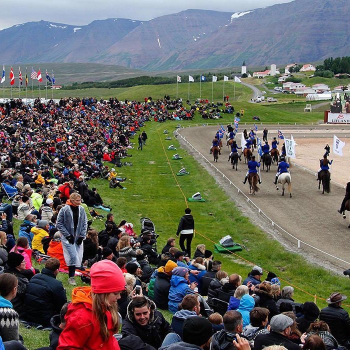 Frá setningarathöfn Landsmóts hestamanna sumarið 2016. MYND: ÓAB