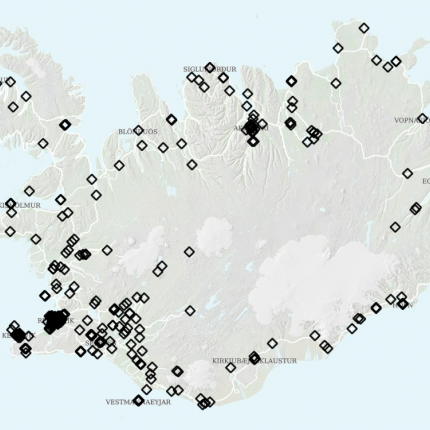 Hér sýnir þjónustukortið yfirlit yfir hleðslustöðvar á landinu.