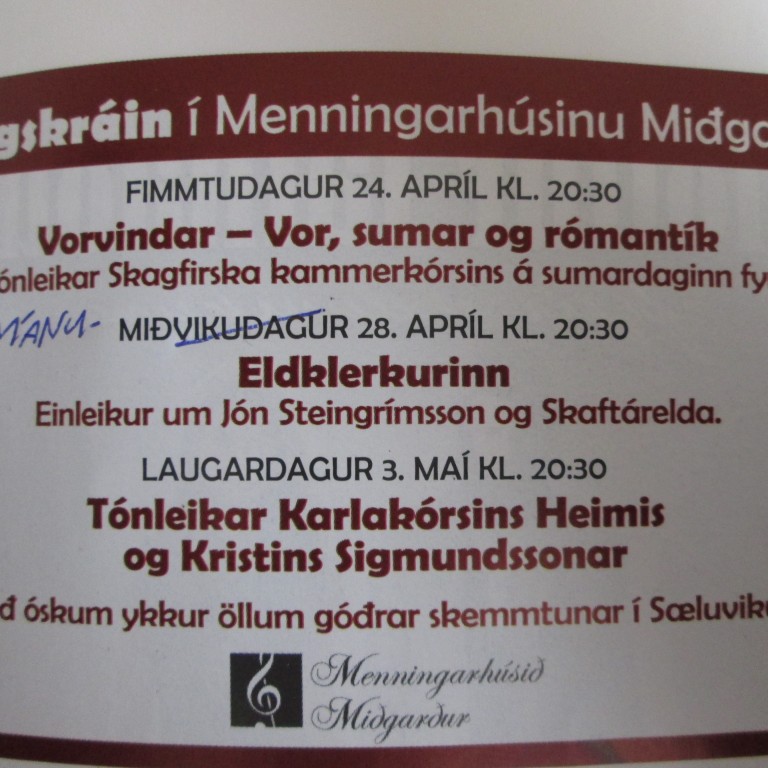 Leiðrétting á Sæluvikudagskrá