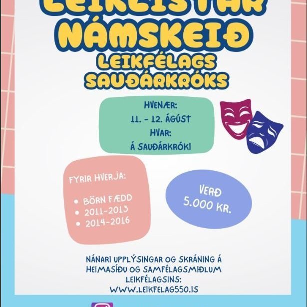 leiklistarnámskeið fyrir börn.
