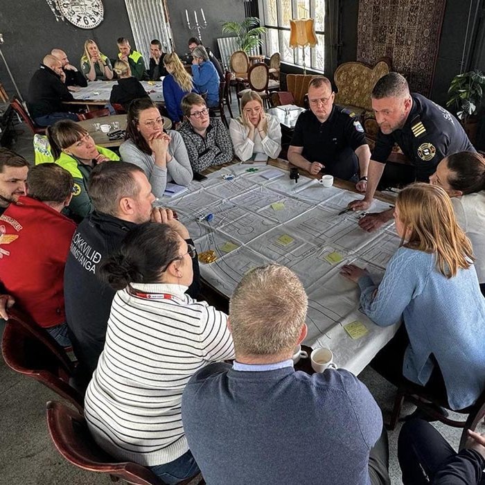 Frá orðæfingu viðbragðsaðila á Blönduósi í gær. Sjá má fleiri myndir á síðu LNV. MYND AF FACEBOOK LNV