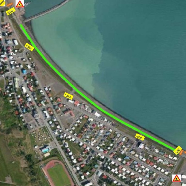 Strandgatan lokuð vegna Malbikunarframkvæmda