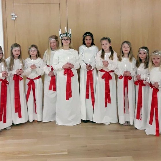 Glæsilegar Lúsíur og einn stjörnustrákur á Hvammstanga. Mynd: Eva-Lena Lohi.