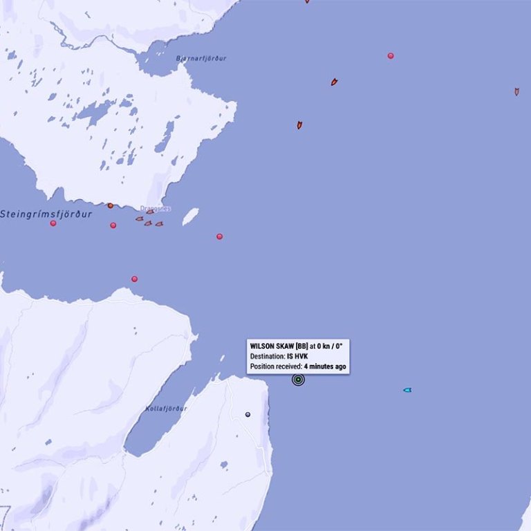 Samkvæmt Marine Traffic er Wilson Skaw strand skammt austan Ennishöfða. SKJÁSKOT