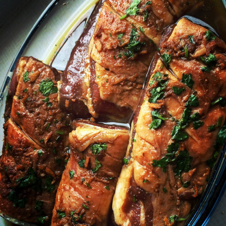 Lambafille í Teriyaki bíður þess að fara á grillið. /BÞ