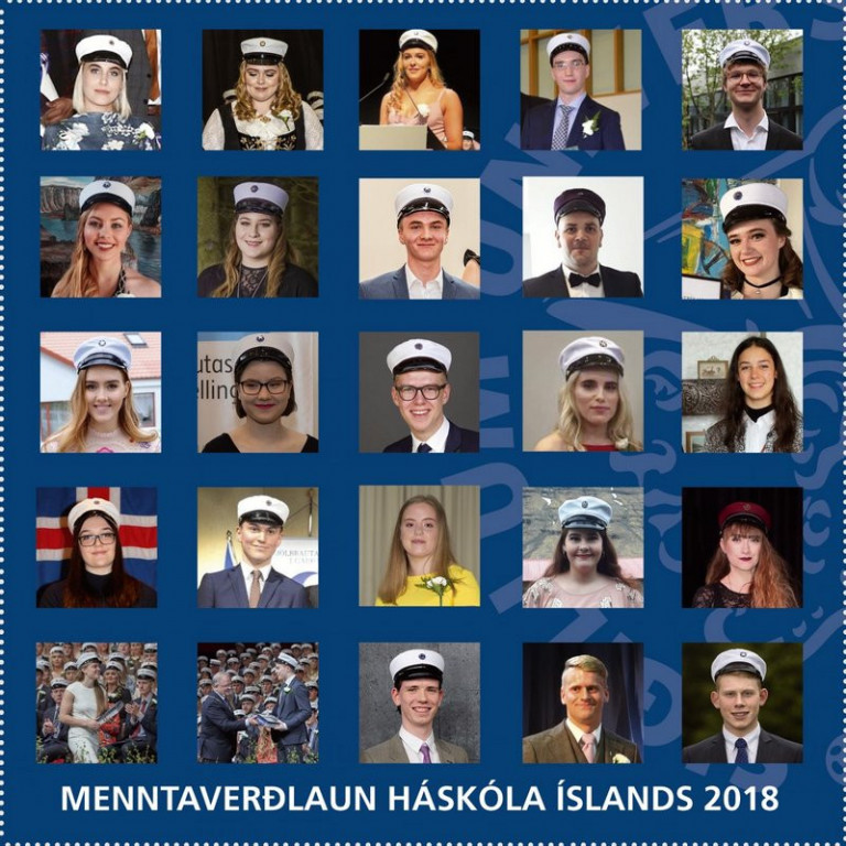 Handhafar Menntaverðlauna Háskóla Íslands 2018. Jón Grétar er akkúrat fyrir miðju, í hvítri skyrtu og með gleraugu. Mynd af vef HÍ.