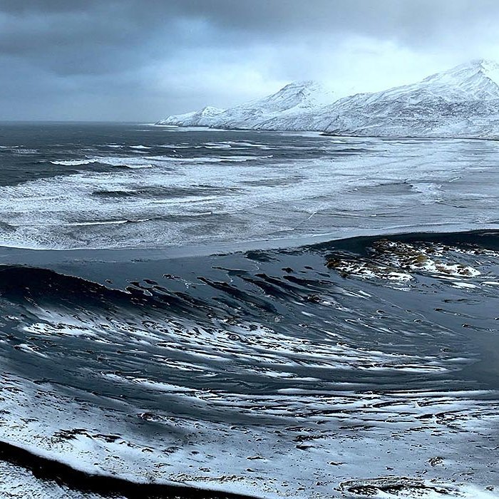 Ósinn úr Miklavatni til hægri á myndinni. Allar myndirnar sem fylgja fréttinni eru teknar nú í haust. MYNDIR: HALLDÓR GUNNAR