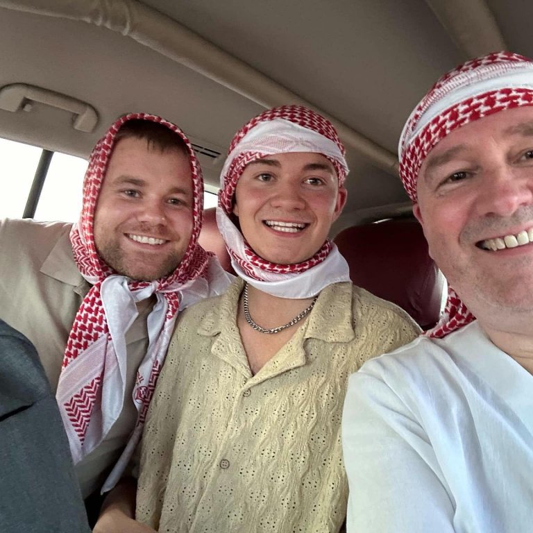 Óli Björn, Fannar Orri og Pétur Ingi í Arabíu. AÐSENDAR MYNDIR