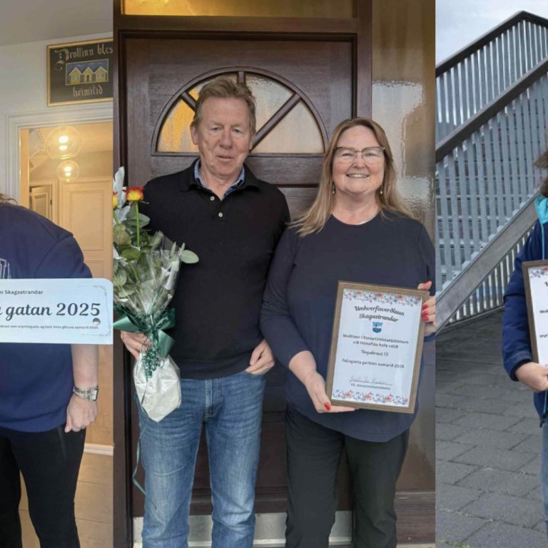 Hallbjörg Jónsdóttir og Sigurjón Ingólfsson, Ingibergur Guðmundsson og Signý Ósk Richter og Hrafnhildur Sigurðardóttir fyrir utan Salthús.