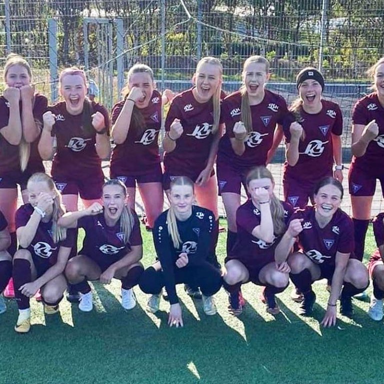 Stelpurnar okkar kampakátar að leik loknum. MYND AF FBSÍÐU HVATAR