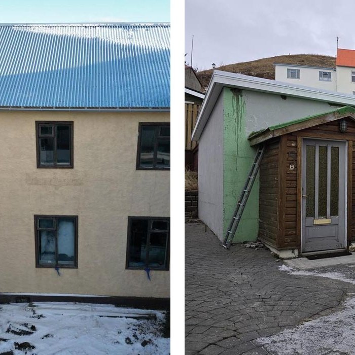 Hér má sjá hluta húsanna tveggja á Króknum sem komast á listann. MYND AF DV