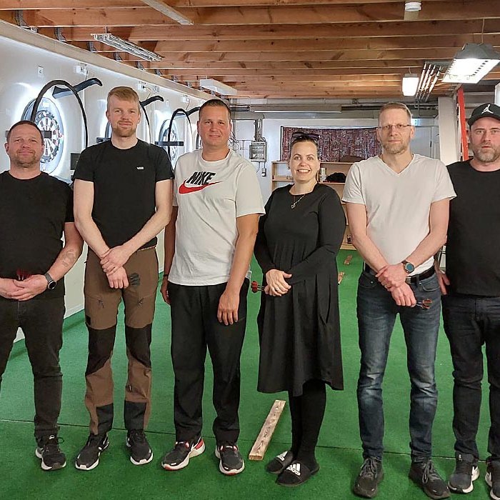 Átta efstu pílukastarnir í áttundu og síðustu umferð Kaffi Króks mótaraðarinnar.