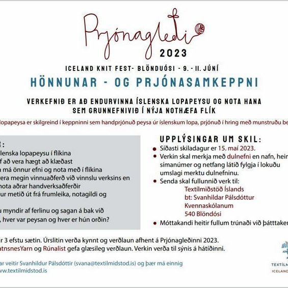 Nýnot fyrir gamlar íslenskar lopapeysur er viðfangsefni hönnunar- og prjónasamkeppni Prjónagleðinnar 2023