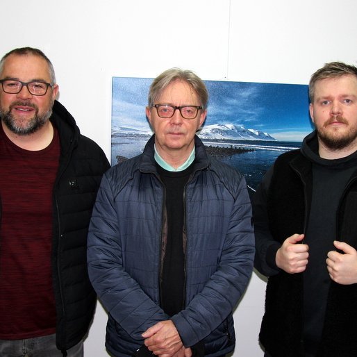 Þríeykið sem gerði diskinn Tíminn flýgur. Róbert Óttarsson, Guðmundur Ragnarsson og Helgi Sæmundur Guðmundsson. Mynd: PF.