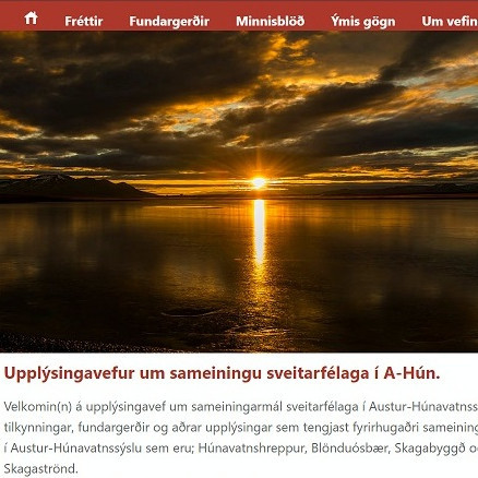 Skjámynd af sameining.huni.is. Myndirnar efst á síðunni tók Höskuldur B. Erlingsson.