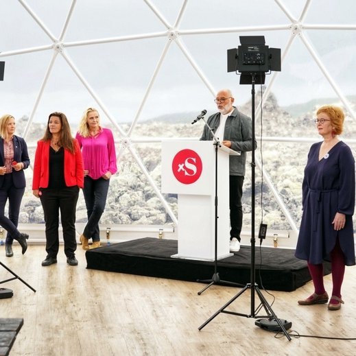 Frá kynningu kosningastefnu Samfylkingarinnar í morgun. Aðsend mynd.