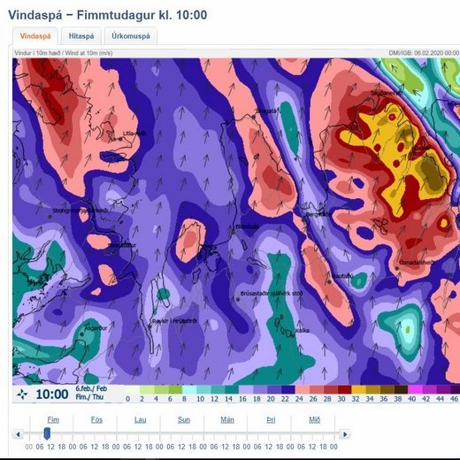 Vindaspá fyrir Norðurland vestra kl. 10:00 í dag. Skjáskot af vef Veðurstofu Íslands.