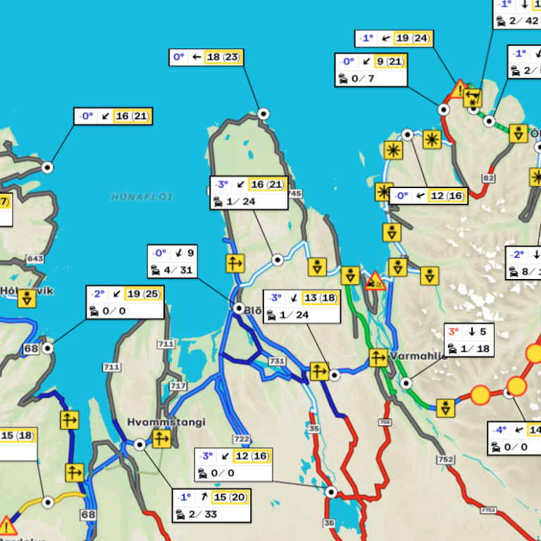 Svona leit umferðarkort Vegagerðarinnar út á milli átta og hálfníu í morgun. SKJÁSKOT