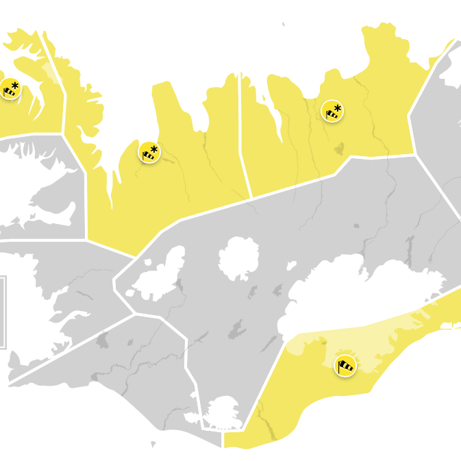 Gul veðurviðvörun tekur gildi nú um kl. 18 og stendur fram yfir hádegi á morgun. SKJÁSKOT AF VEÐUR.IS